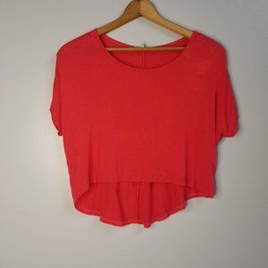 Bright Coral Loose Flowy Crop Top